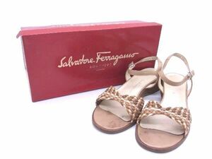 Salvatore Ferragamo フェラガモ レザー ヒール サンダル 表記サイズ8(約25.5cm) 靴 シューズ レディース ブラウン系 DD2763