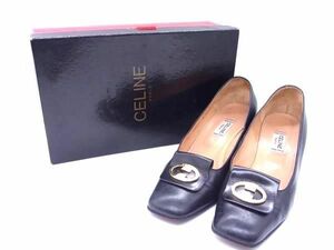 CELINE セリーヌ レザー パンプス ヒール 表記サイズ36(約23.0cm) 靴 シューズ レディース ブラック系 DD2755