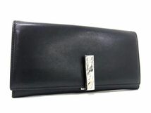 1円 ■美品■ Salvatore Ferragamo フェラガモ レザー 二つ折り 長財布 ウォレット メンズ レディース ブラック系 AU8990_画像1