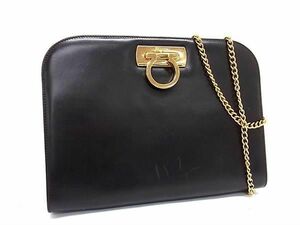 1円 ■美品■ Salvatore Ferragamo フェラガモ P21 0587 ガンチーニ レザー クロスボディ ショルダーバッグ 斜め掛け ブラウン系 CD1304