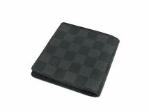 1円 LOUIS VUITTON ルイヴィトン N62664 ダミエグラフィット ポルトフォイユマルコ 二つ折り 財布 ウォレット メンズ ブラック系 CC1778_画像2