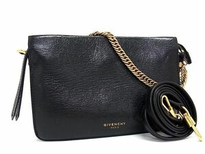 1円 ■美品■ GIVENCHY ジバンシィ クロス3 レザー 2WAY クロスボディ ショルダーバッグ ハンドバッグ レディース ブラック系 AV5832