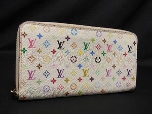 1円 LOUIS VUITTON ルイヴィトン M60049 モノグラムマルチカラー ジッピーウォレット ラウンドファスナー 長財布 アイボリー系 AX1198