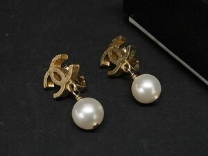 1円 ■極美品■ CHANEL シャネル ココマーク パール クリップ式 イヤリング アクセサリー レディース アイボリー系×ゴールド系 AX1231