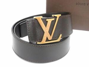 1円 ■美品■ LOUIS VUITTON ルイヴィトン M6902 ユタ サンチュール イニシアル レザー ゴールド金具 ベルト ブラウン系 AX1196