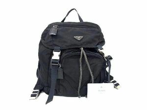 1円 PRADA プラダ V140 テスートナイロン 巾着型 リュックサック バックパック デイパック メンズ レディース ブラック系 BF5502