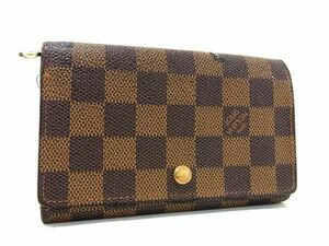 1円 LOUIS VUITTON ルイヴィトン N61730 ダミエ ポルトモネ ビエ トレゾール 二つ折り 財布 ウォレット ブラウン系 AU9609