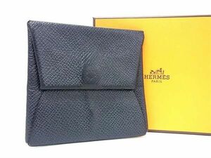 1円 HERMES エルメス バスティア ヴォーエプソン コインケース コインパース 小銭入れ メンズ □R 刻印 2014年 ブラック系 AS7231