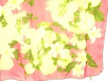 1円 CHANEL シャネル シルク100% フラワー 花柄 大判 スカーフ ストール ショール レディース ピンク系×マルチカラー BE9858_画像3