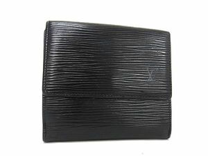 1円 ■美品■ LOUIS VUITTON ルイヴィトン M63482 エピ ポルトモネ ビエ カルトクレディ 三つ折り 財布 ウォレット ブラック系 AT8717