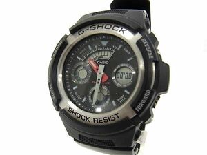 1円 ■稼働品■美品■ CASIO カシオ G-SHOCK AW590 SS×ラバー クォーツ 20気圧防水 腕時計 ウォッチ メンズ ブラック系 AV5303