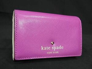 1円 ■美品■ kate spade ケイトスペード レザー カードケース パスケース 定期入れ 名刺入れ パープル系 AS7221