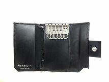 1円 ■新品■未使用■ Salvatore Ferragamo フェラガモ ガンチーニ レザー 6連 キーケース 鍵入れ ブラック系 AW2521_画像3