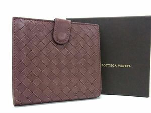 1円 BOTTEGA VENETA ボッテガヴェネタ イントレチャート レザー 二つ折り 長財布 ウォレット 小銭入れ 札入れ ブラウン系 AX2142