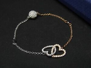 1円 ■新品同様■ SWAROVSKI スワロフスキー ラインストーン ブレスレット アクセサリー レディース ゴールド系×シルバー系 AS9272