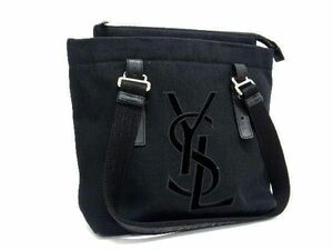 1円 ■美品■ YVESSAINTLAURENT イヴサンローラン カハラ キャンバス ハンドバッグ ショルダー トート 肩掛け ブラック系 CD1120