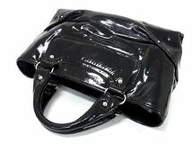 1円 CELINE セリーヌ ブギーバッグ パテントレザー チェーン ハンドバッグ トートバッグ レディース ブラック系 AV5333_画像3