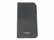 ■極美品■ GIVENCHY ジバンシィ レザー iPhoneX XS対応 スマホケース アイフォンケース ブラック系 DD1635_画像1