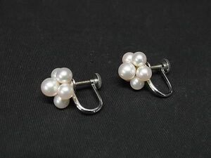 1円 ■美品■ MIKIMOTO ミキモト 本真珠 アコヤ真珠 パール約4mm〜5ｍm SV925 ネジ式 イヤリング アクセサリー シルバー系 AW2962