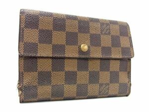 1円 LOUIS VUITTON ルイヴィトン N61202 ダミエ ポルトトレゾール エテュイ パピエ 三つ折り 財布 ウォレット ブラウン系 CC2061