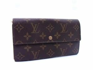 1円 LOUIS VUITTON ルイヴィトン M61725 モノグラム ポシェット ポルトモネ クレディ 二つ折り 長財布 ウォレット ブラウン系 AU9057