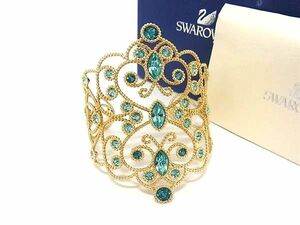 1円 ■極美品■SWAROVSKI スワロフスキー カラーストーン ブレスレット バングル アクセサリー レディース ゴールド系 AX2100