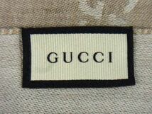 1円 ■極美品■ GUCCI グッチ GG柄 ウール×シルク フリンジ ストール ショール レディース ベージュ系 AS8033_画像4