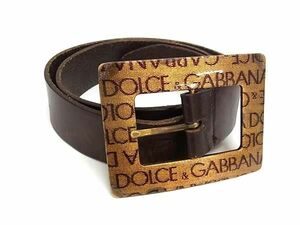 1円 DOLCE＆GABBANA ドルチェ&ガッバーナ レザー ゴールド金具 ベルト 表記サイズ 85/34 メンズ ブラウン系 BE9987