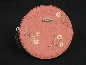 1円 ■極美品■ COACH コーチ 66675 フローラル レザー コインケース コインパース 小銭入れ レディース ピンク系 AX1697