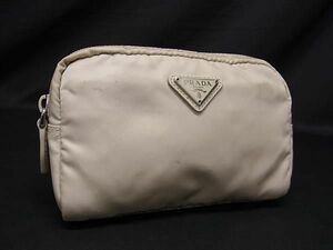 1円 ■美品■ PRADA プラダ テスートナイロン ポーチ マルチケース 小物入れ レディース アイボリー系 AS7151