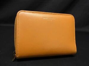 1円 ■美品■ SAINT LAURENT サンローラン レザー 二つ折り 財布 ウォレット 札入れ 小銭入れ レディース ライトブラウン系 AS6934