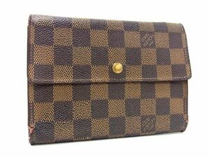 1円 LOUIS VUITTON ルイヴィトン N61202 ダミエ ポルトトレゾール エテュイ パピエ 三つ折り 財布 ウォレット ブラウン系 CC2069