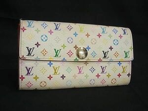 1円 LOUIS VUITTON ルイヴィトン M60004 モノグラムマルチカラー ポシェット ポルト モネ クレディ 二つ折り 長財布 アイボリー系 AX2291