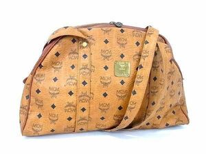 1円 ■美品■ MCM エムシーエム モノグラム ヴィセトス柄 レザー トートバッグ ショルダー 肩掛け レディース ブラウン系 AV6178