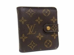 1円 LOUIS VUITTON ルイヴィトン M61667 モノグラム コンパクトジップ 二つ折り 財布 ウォレット 小銭入れ 札入れ ブラウン系 AV6701