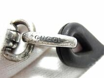 1円 GUCCI グッチ レザー ブレスレット アクセサリー メンズ レディース ブラック系×シルバー系 AU6443_画像4