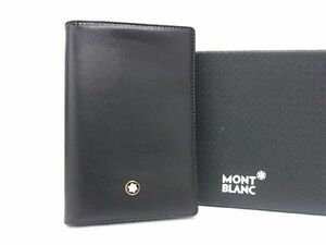 1円 ■極美品■ MONT BLANC モンブラン レザー 二つ折り パスケース カードケース カード入れ 名刺入れ メンズ ブラック系 BF5443