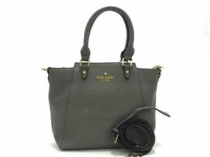 1円 ■美品■ kate spade ケイトスペード レザー 2WAY トートバッグ ショルダーバッグ 斜め掛けかばん レディース グレー系 AV6156