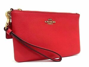 1円 ■新品■未使用■ COACH コーチ 22952 レザー リストレット ポーチ マルチケース 小物入れ レディース レッド系 AU8552