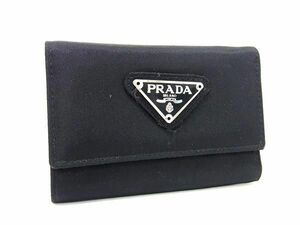 1円 ■美品■ PRADA プラダ テスートナイロン 6連 キーケース 鍵入れ メンズ レディース ブラック系 BE9951
