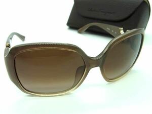 1円 ■極美品■ Salvatore Ferragamo フェラガモ SF642S 267 135 サングラス メガネ 眼鏡 レディース グレージュ系 AX1260