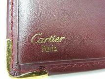 1円 Cartier カルティエ マストライン レザー 二つ折り 財布 ウォレット 札入れ 小銭入れ レディース ボルドー系 AU9535_画像6