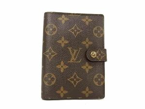 1円 ■美品■ LOUIS VUITTON ルイヴィトン R20005 モノグラム アジェンダPM 6穴式 手帳カバー スケジュール帳 ブラウン系 AU6543