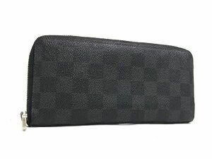 1円 LOUIS VUITTON ルイヴィトン N63095 ダミエグラフィット ジッピーウォレット ヴェルティカル 長財布 メンズ ブラック系 AU9093