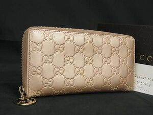 1円 GUCCI グッチ 282477 4276 グッチシマ ラブリーハート GG柄 レザー ラウンドファスナー 長財布 ウォレット ピンク系 BI1261