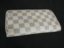 1円 LOUIS VUITTON ルイヴィトン N60019 ダミエアズール ジッピーウォレット ラウンドファスナー 長財布 ウォレット アイボリー系 AU8597_画像2