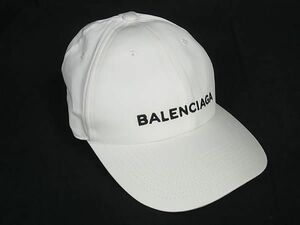 1円 BALENCIAGA バレンシアガ コットン100％ ベースボールキャップ 帽子 表記サイズ L 58cm メンズ レディース ホワイト系 AS8768