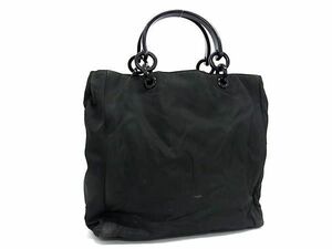 1円 PRADA プラダ テスートナイロン プラスチックハンドル ハンドバッグ トートバッグ レディース メンズ ブラック系 BG7363