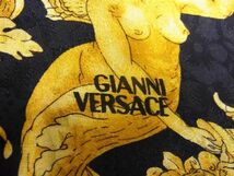 1円 ■美品■ GIANNI VERSACE ジャンニ ヴェルサーチ シルク100% スカーフ ストール ショール レディース ブルー系×イエロー系 AX1387_画像4