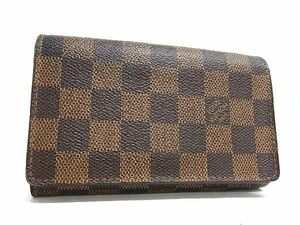 1円 LOUIS VUITTON ルイヴィトン N61736 ダミエ ポルトフォイユ トレゾール 二つ折り 財布 ウォレット レディース ブラウン系 AU8600